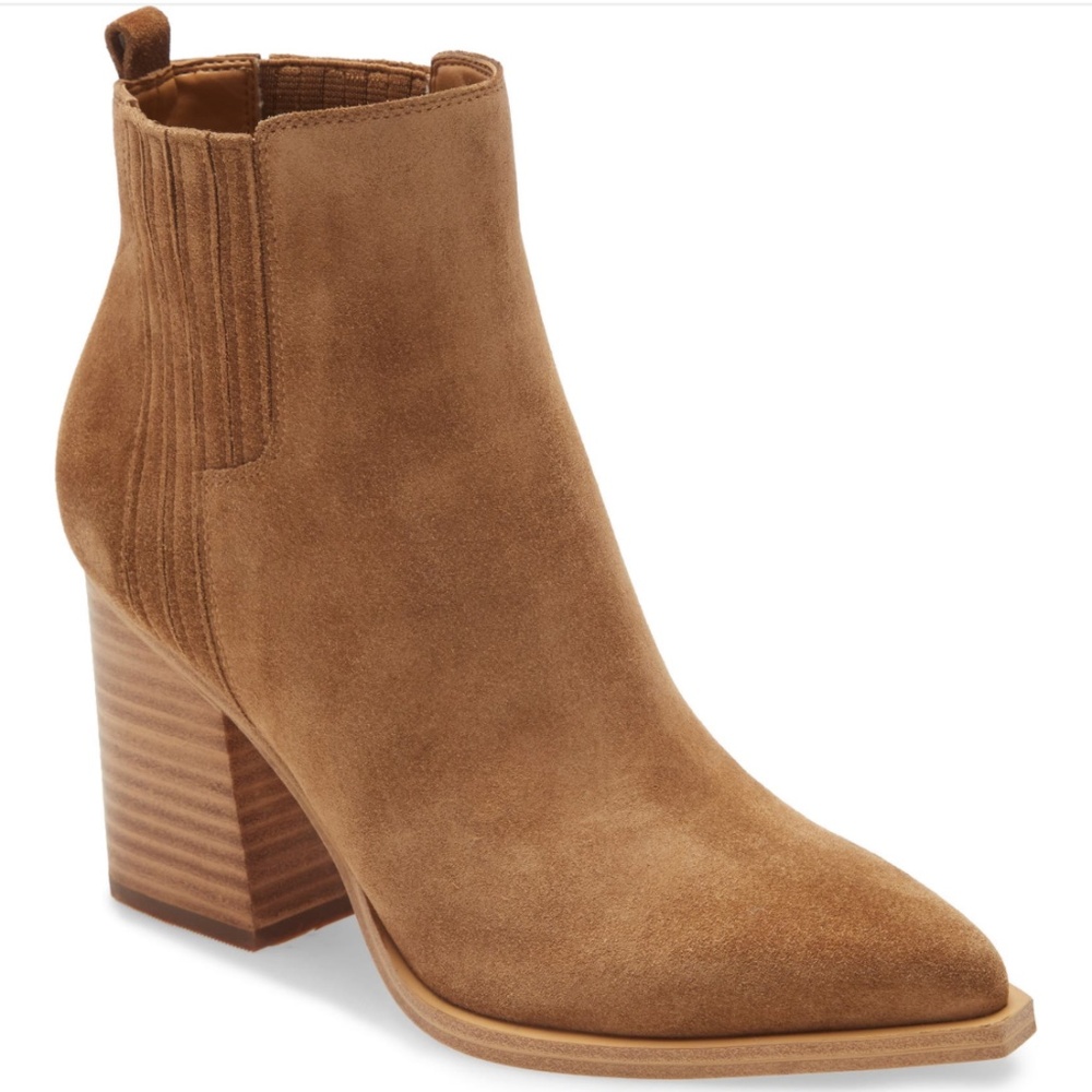 Suede Western Style Stacked Heel Marc Fisher Oshay Pointed Toe Booties Size 6